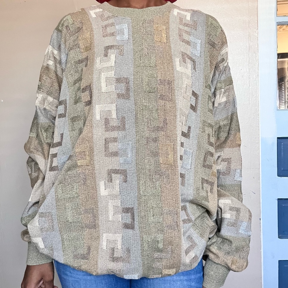 Norm Thompson Vintage Earthy boho patterned knit sweater